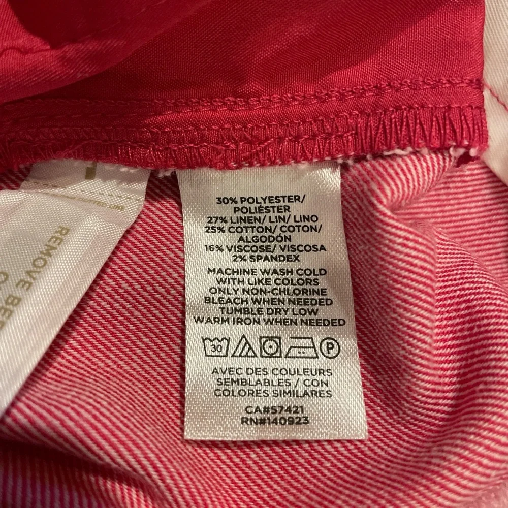 LOFT Pink Linen Blend Cropped Ankle Pants Size 8